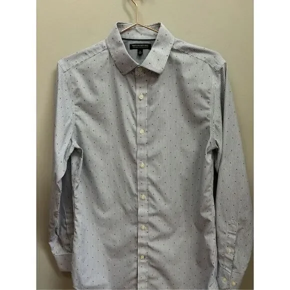 Banana Republic M men’s non iron slim fit button down red white grey/blue speckl - Picture 1 of 8